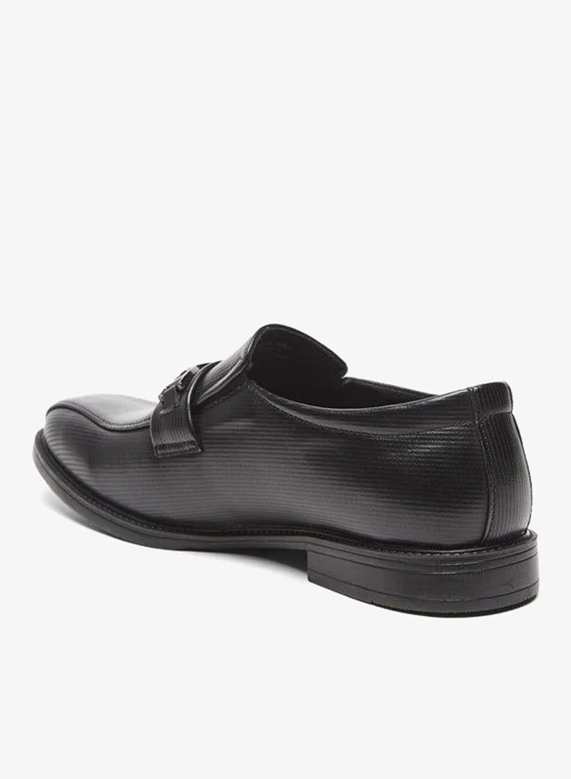 LBL by Shoexpress BLACK Men's Textured Slip-On Loafers with Metal Accent for Men | Best Price UAE