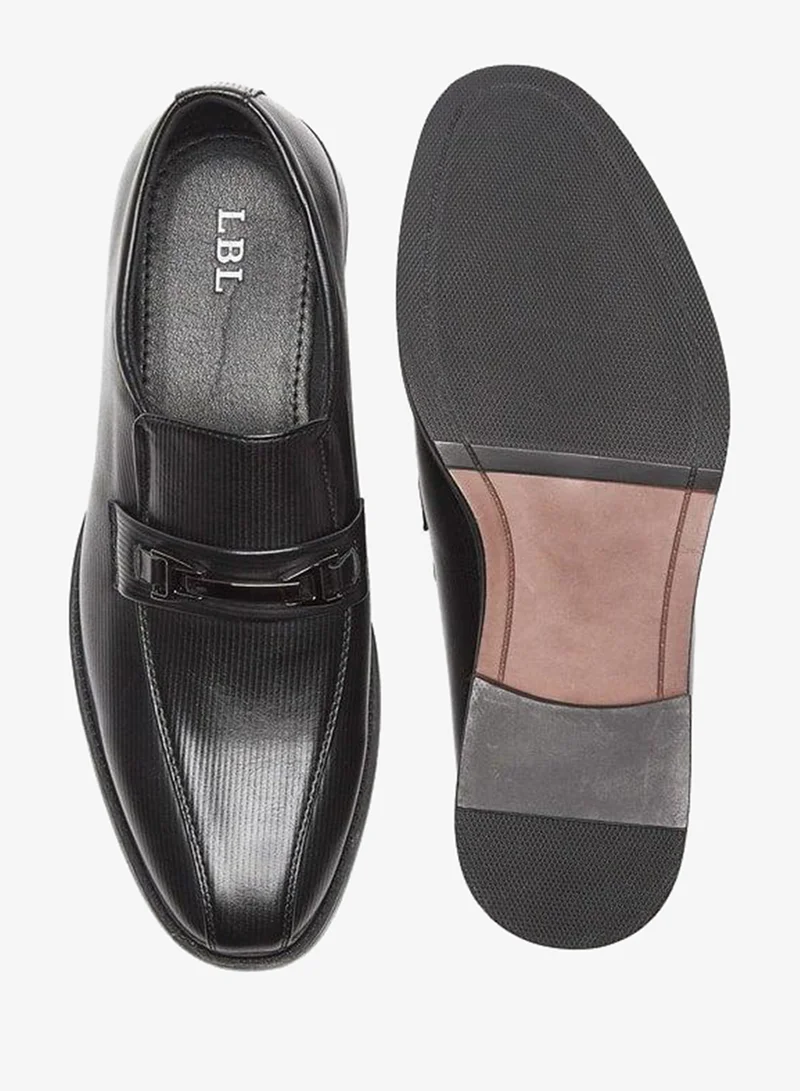 LBL by Shoexpress BLACK Men's Textured Slip-On Loafers with Metal Accent for Men | Best Price UAE