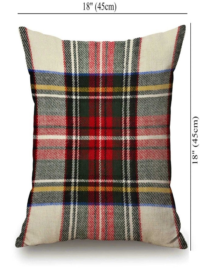 Solekla غطاء وسادة مزخرف مربع مقاس 18x18 بوصة، نمط كارو اسكتلندي أحمر وأبيض من الصوف، طباعة متماثلة على الجانبين لغطاء الوسائد المزخرفة - Image 4