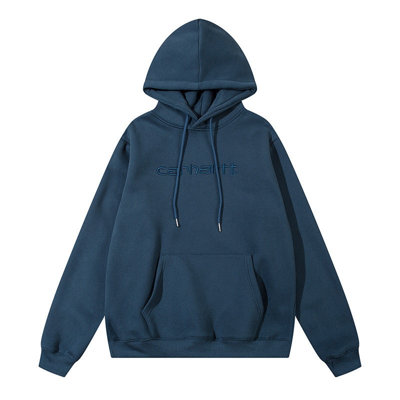 Zip-Up Hooded Sweatshirt with Embroidered Patch, Thick Cotton, Unisex Casual Fit - Image 1