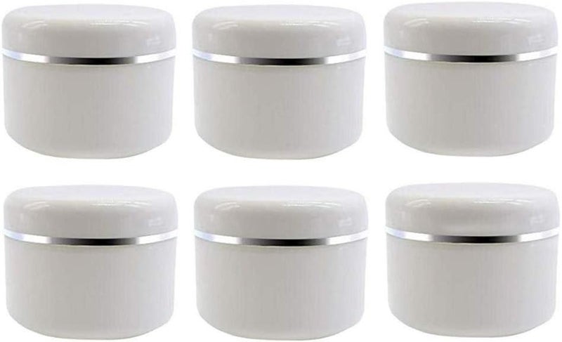 6PCS White Plastic Jar with Dome Lid 8 Oz (250g) Portable Refillable Cosmetic Makeup Face Cream Lotion Jar Lip Balm Lotion Storage Container Bottle Pot Case