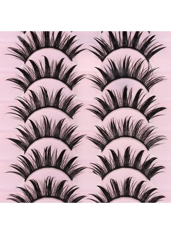 DSLONG DSLONG 10 Pairs Manga Lashes Wet Look Lashes Effect Cat Eye Lashes Extension Spiky Mink Lashes Japanese Cosplay Styles Anime Fake Eyelashes Reusable - Image 4