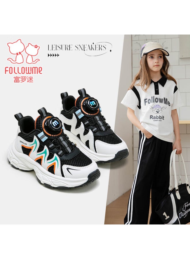 Follow Me Children's Sports Shoes, Summer Mesh Breathable Casual Shoes For Boys And Girls, Running Shoes, Black , Size 31