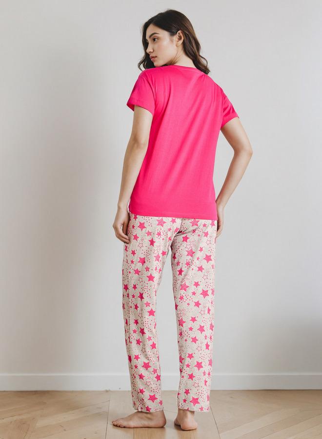 سبلاش فيڤ طقم بيجامة بطبعة وقميص بياقة مستديرة - Image 4