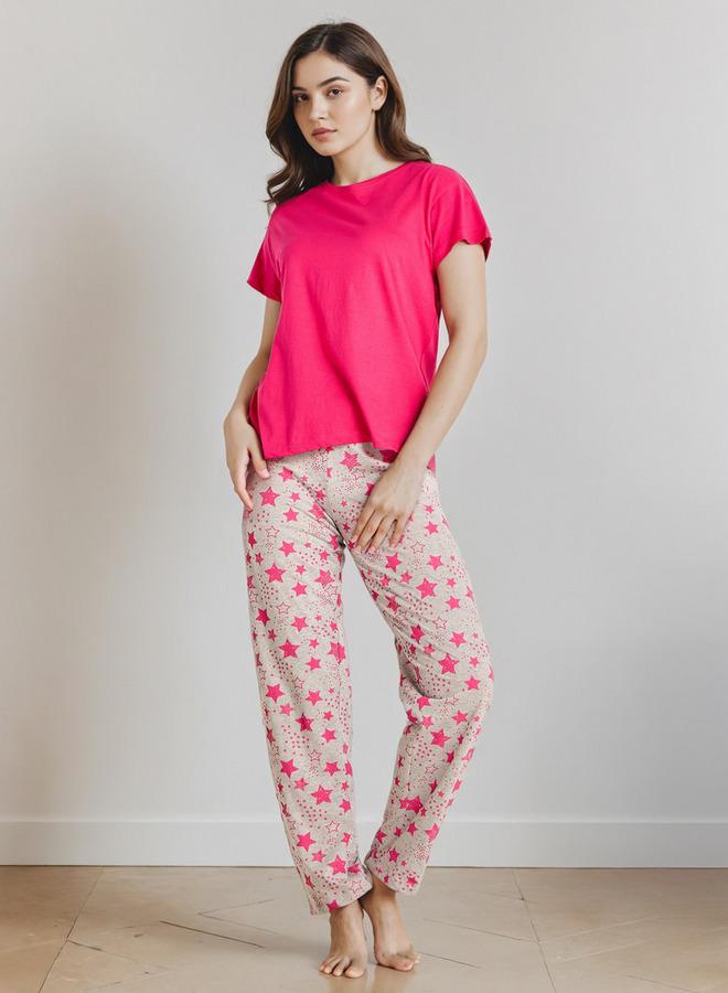 سبلاش فيڤ طقم بيجامة بطبعة وقميص بياقة مستديرة - Image 1