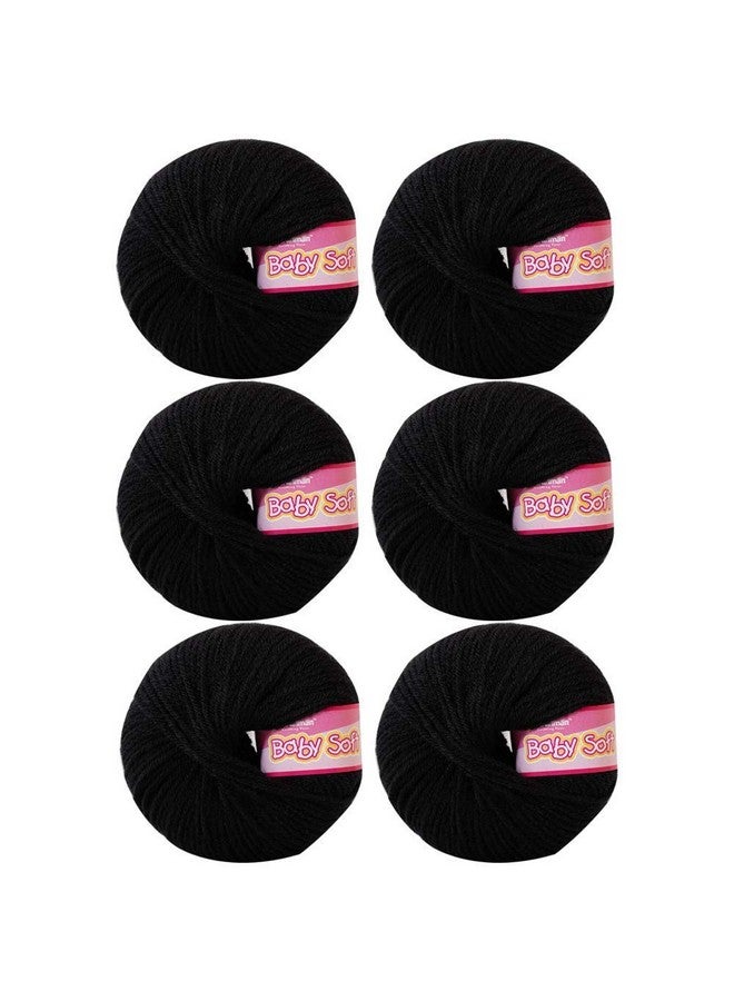 NTGS Vardhman Baby Soft Thin 4ply Acrylic Knitting Wool Black Ball (150 Grams/6balls). Soft Wool Ball Hand Knitting Wool/Art Craft Fingering Crochet Hook Yarn for Sweaters, mufflers, caps, Soft & Wool.