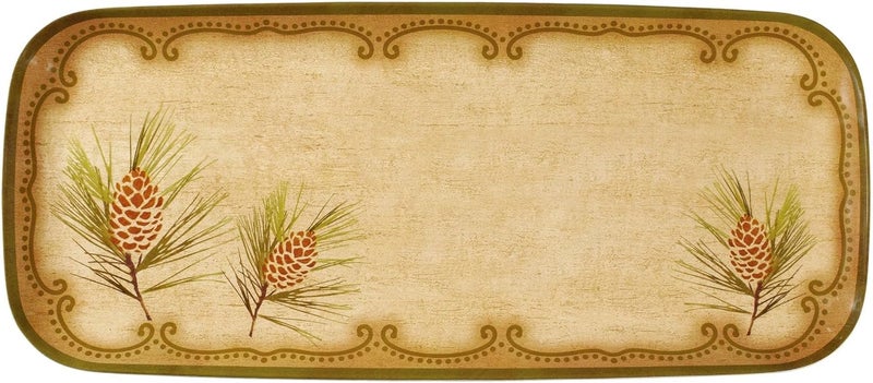 UPware Woodland Pinecone Melamine Serving Tray 15 x 65 Inch Rectangular Serving Platter BPA Free Food Tray for Party Entertaining - Image 1