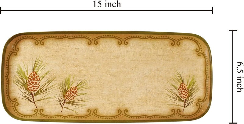 UPware Woodland Pinecone Melamine Serving Tray 15 x 65 Inch Rectangular Serving Platter BPA Free Food Tray for Party Entertaining - Image 3