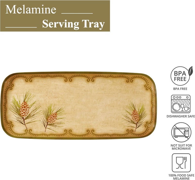 UPware Woodland Pinecone Melamine Serving Tray 15 x 65 Inch Rectangular Serving Platter BPA Free Food Tray for Party Entertaining - Image 2