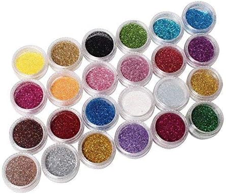 24 Pots Of Coloured Glitter Manicure Palette Shinning Nails Pigment Nail Art