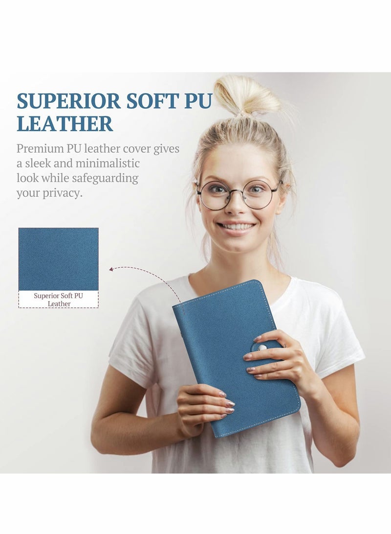 SYOSI A6 Budget Binder, PU Leather Cover with 12PCS A6 Binder Pockets Loose Leaf Bags 6 Ring Binder Cash Zipper Pouches & Label Stickers Refillable Budget Envelopes System (Shimmering Blue)  - Image 3