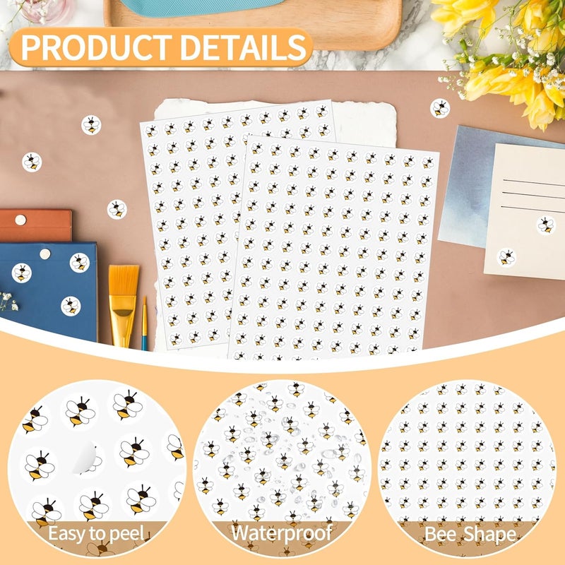 WANGHENG Starboling 2400 Pcs Small Stickers for Kids,Mini Bee Sticker Cartoon Paper Small Decals Cute Self-Adhesive Stickers for Summer Party Envelopes Scrapbook Gifts DIY Supplies,0.5in（Bee） Simple multifunctional build - Image 3