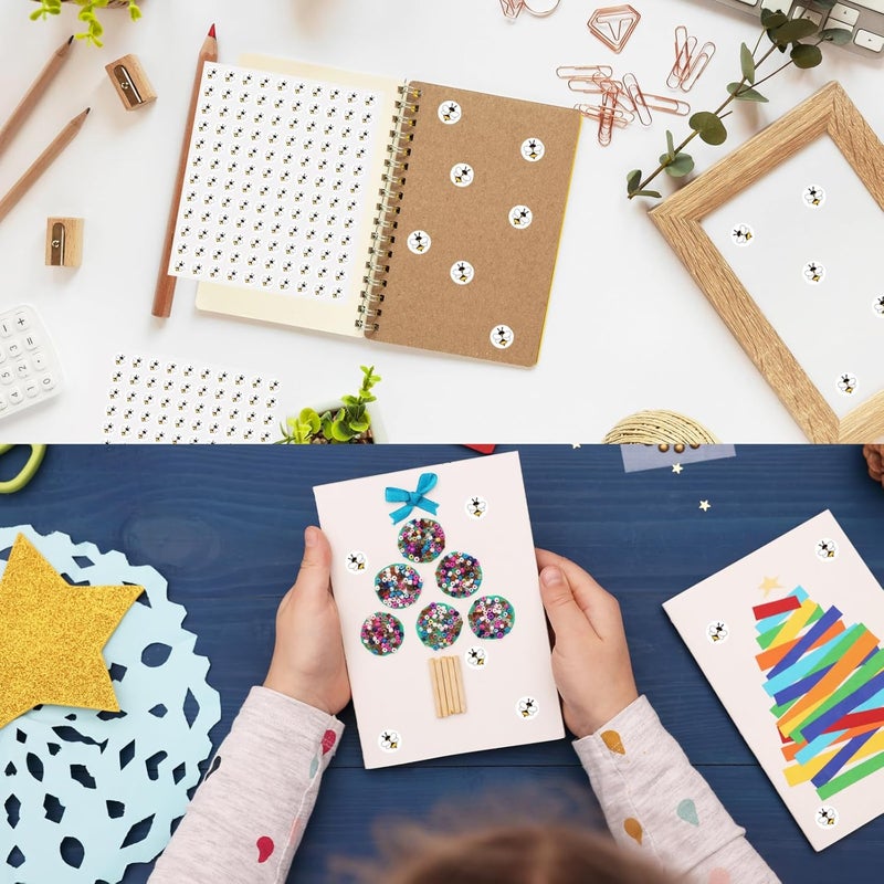 WANGHENG Starboling 2400 Pcs Small Stickers for Kids,Mini Bee Sticker Cartoon Paper Small Decals Cute Self-Adhesive Stickers for Summer Party Envelopes Scrapbook Gifts DIY Supplies,0.5in（Bee） Simple multifunctional build - Image 5