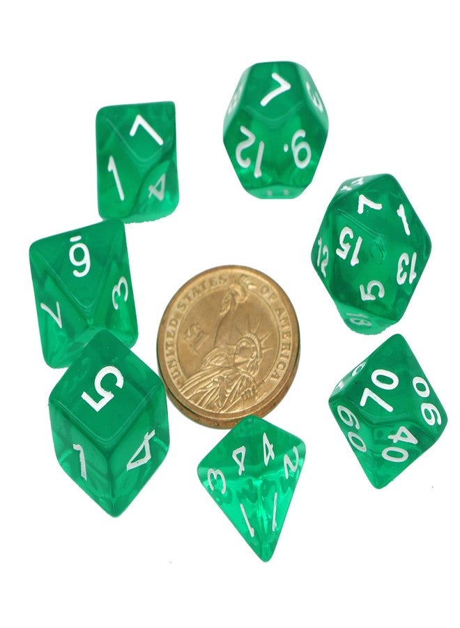 مجموعة نرد DND - 7 نرد متعددة الأوجه مناسبة لألعاب تقمص الأدوار Dungeons&Dragons و MTG - جودة ممتازة، متينة، ومتوازنة بدقة (أخضر شفاف) - Image 2