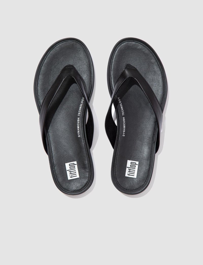 FitFlop Gracie Leather Eo8 Black Women's Flip Flops - Image 2