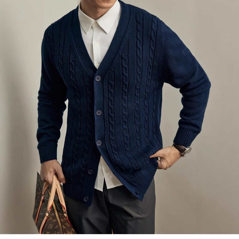 موضة أمريكية ربيع وخريف سترة محبوكة جديدة للرجال سترة محبوكة عصرية معطف غير رسمي وسيم - Image 5