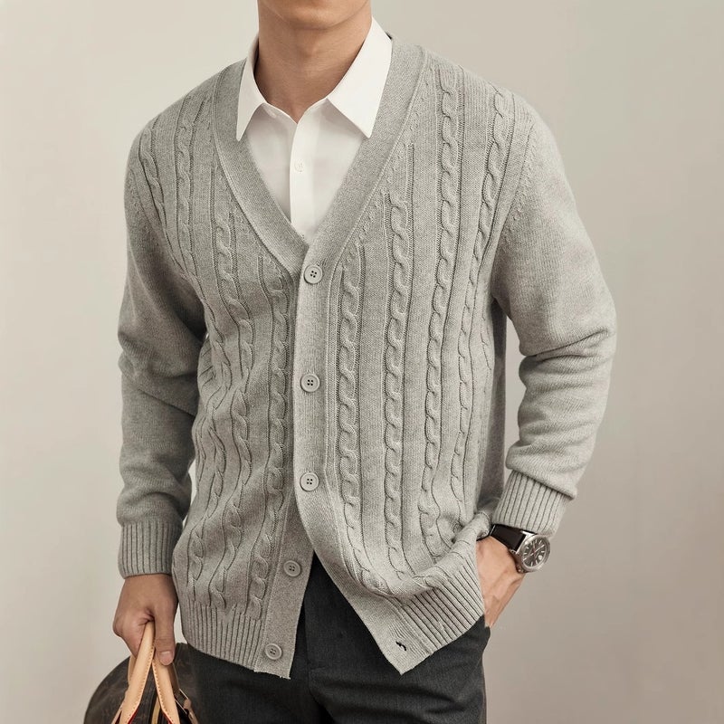 موضة أمريكية ربيع وخريف سترة محبوكة جديدة للرجال سترة محبوكة عصرية معطف غير رسمي وسيم - Image 2