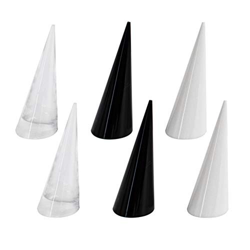 AUEAR 6 Pack Cone Shape Acrylic for Jewelry Showcase Display Stand Clear Black White - Image 1