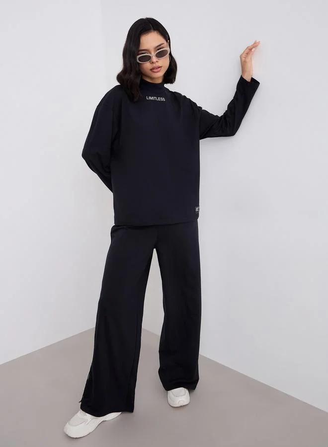 Styli Women Relaxed Fit T-Shirt and Wide Joggers Co-Ords