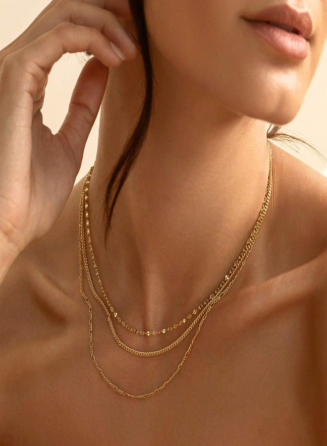 Krfy Gold Chain Necklace for Women Trendy - 925 Sterling Silver Clasp Dainty Choker Necklace 14K Gold Plated Thin Simple Lip Chain Necklace Non Tarnish Waterproof Minimalist Gold Jewelry for Women 18 inch - Image 5