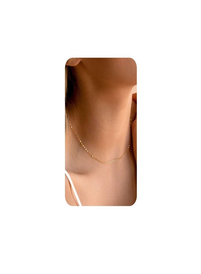 Krfy Gold Chain Necklace for Women Trendy - 925 Sterling Silver Clasp Dainty Choker Necklace 14K Gold Plated Thin Simple Lip Chain Necklace Non Tarnish Waterproof Minimalist Gold Jewelry for Women 18 inch - Image 1