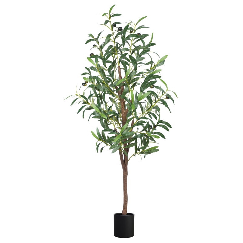 CETRD Artificial Olive Tree, 4FT Tall Faux Olive Trees 48in Outdoor Fake Potted Silk Plant with Trunk and Realistic 436 Leaves and 16 Fruits for Modern Office Home Decorï¼ˆ1packï¼‰ - Image 1