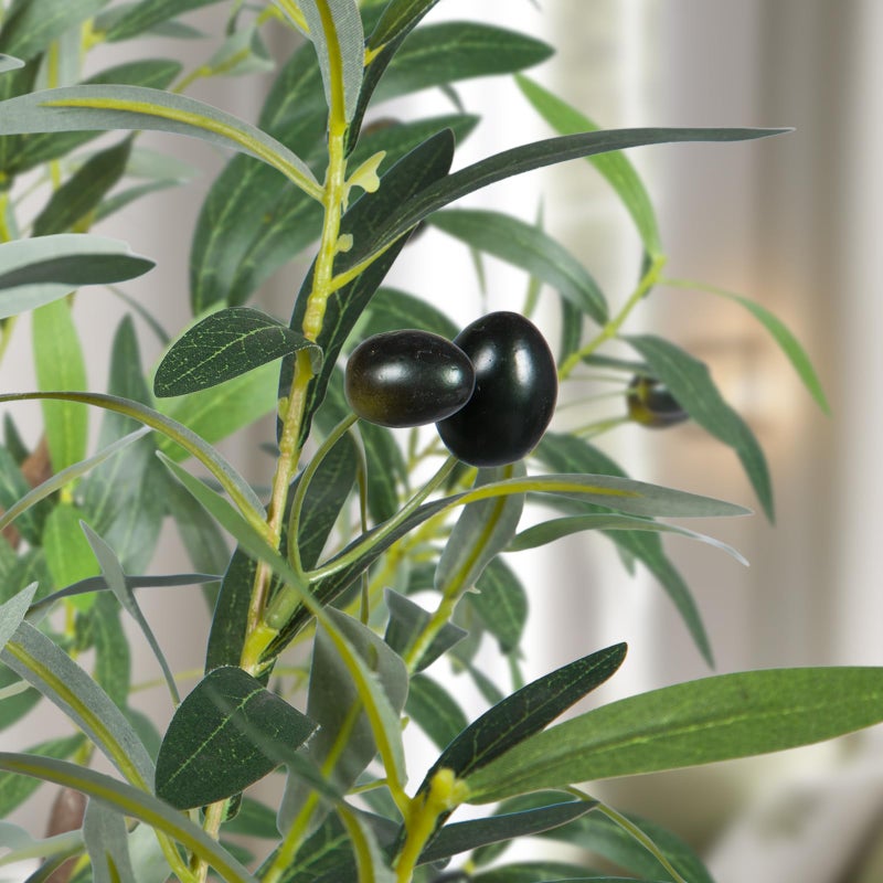 CETRD Artificial Olive Tree, 4FT Tall Faux Olive Trees 48in Outdoor Fake Potted Silk Plant with Trunk and Realistic 436 Leaves and 16 Fruits for Modern Office Home Decorï¼ˆ1packï¼‰ - Image 3
