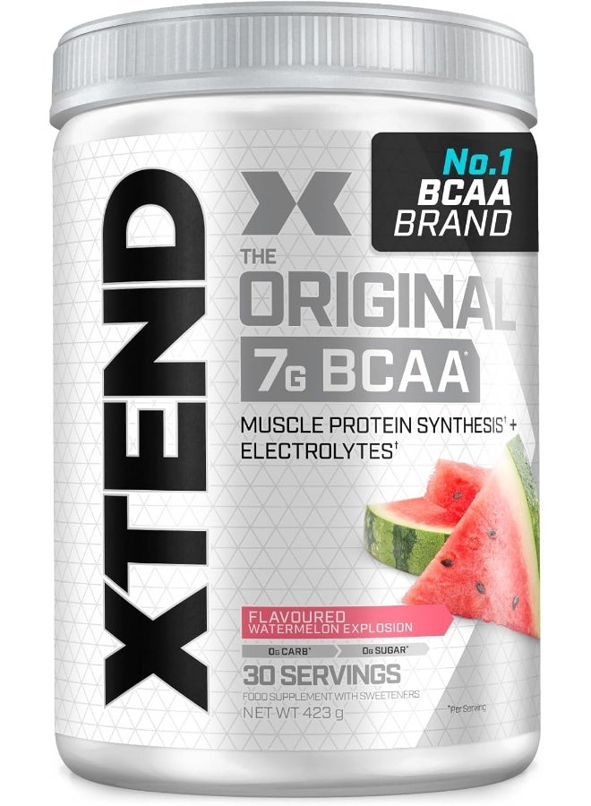 اسكتيند مسحوق BCAA الأصلي بدون سكر مع إلكتروليتات للترطيب وإصلاح العضلات، مكمل بعد التمرين، بنكهة انفجار البطيخ – 30 حصة - Image 1