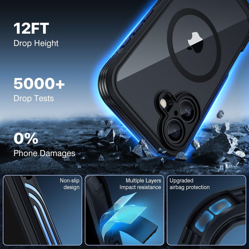 CENHUFO Magnetic Case for iPhone 17 [Compatible with MagSafe] Built-in 9H Tempered Glass Screen Protector and Camera Protection, 360° Shockproof Phone Cover Case - Black Diverse operation compatible - Image 5
