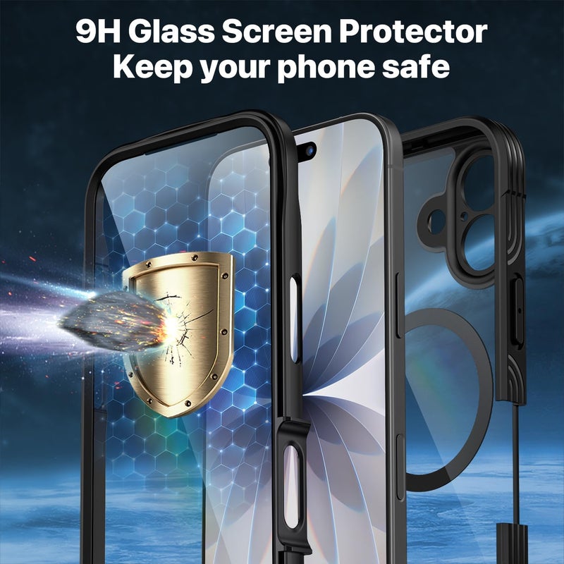 CENHUFO Magnetic Case for iPhone 17 [Compatible with MagSafe] Built-in 9H Tempered Glass Screen Protector and Camera Protection, 360° Shockproof Phone Cover Case - Black Diverse operation compatible - Image 4