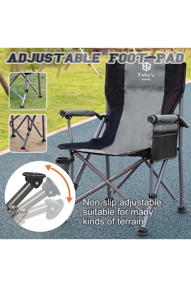 Toby's كرسي التخييم من توبي - 08 كرسي كبير قابل للطي ثقيل التحمل يدعم 330 رطل مع مسند ظهر عالي - Image 4