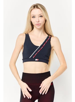TOMMY SPORT Women Non Padded Training Sports Bra, Navy  - Image 1