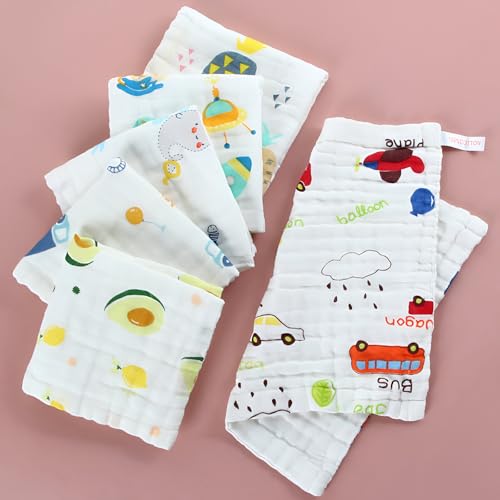 JUST GOODS Baby Muslin Napkin 25x25 cm 5 Pieces – Soft Handkerchief for New Born Baby | Face Towel | Muslin Cloth for Infants & Kids | Reusable Napkins - Image 1