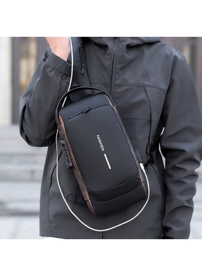 Premium Anti-Theft Sling Bag for Men - Water Resistant Crossbody Chest Bag with TSA Combination Lock & USB Charging Port - Multi-functional Travel Pack - Image 5