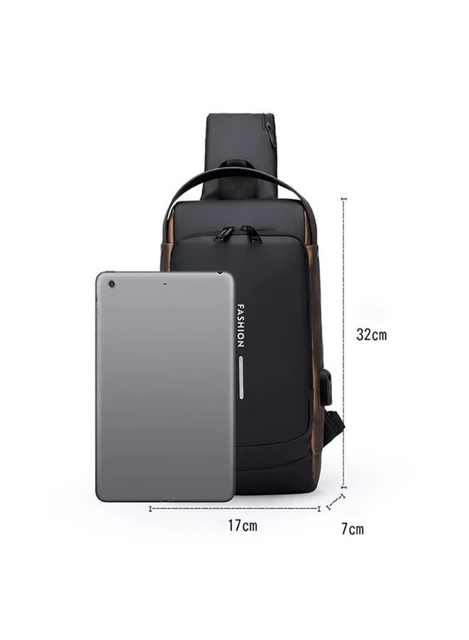 Premium Anti-Theft Sling Bag for Men - Water Resistant Crossbody Chest Bag with TSA Combination Lock & USB Charging Port - Multi-functional Travel Pack - Image 2