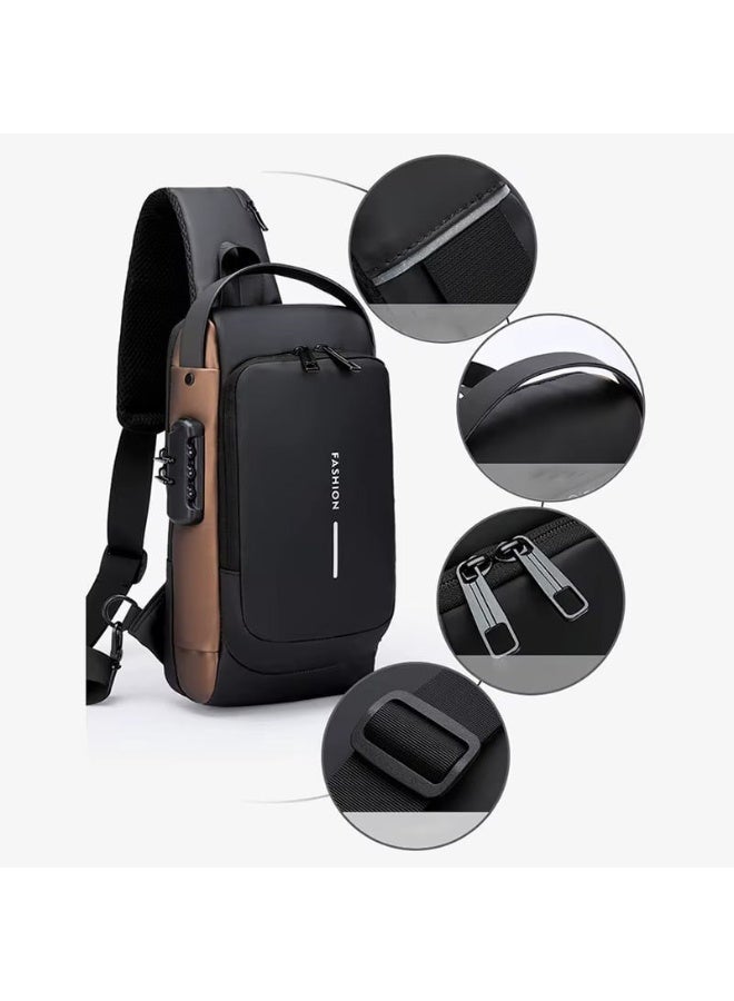 Premium Anti-Theft Sling Bag for Men - Water Resistant Crossbody Chest Bag with TSA Combination Lock & USB Charging Port - Multi-functional Travel Pack - Image 4