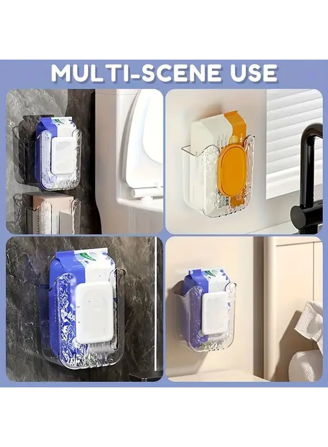 2 Pcs Transparent White Self Adhesive Acrylic Wall Mounted Wet Wipe And Tissue Organizer Boxes Space Saving Storage For Bathroom Kitchen Living Room Bedroom Modern Home Decor Accessory Sleek Glossy Finish - Image 5