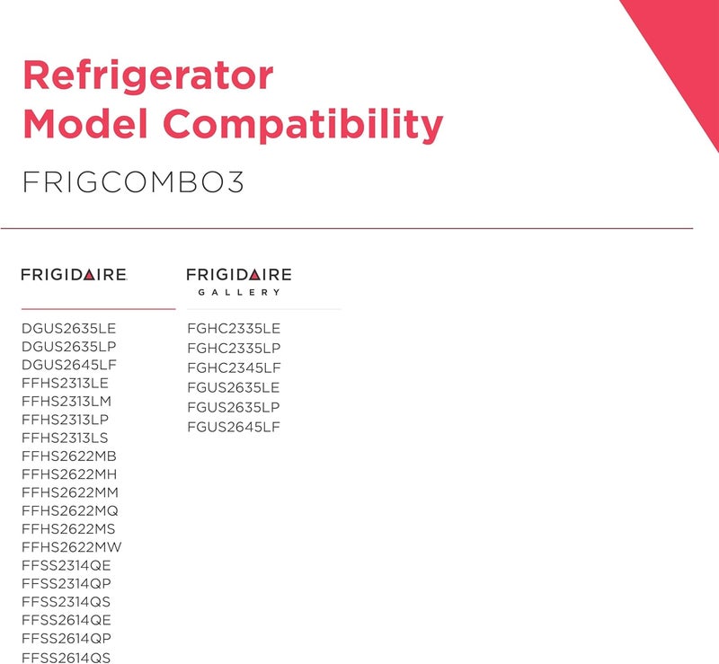 FRIGIDAIRE مجموعة فلاتر المياه والهواء من فريجيدير FRIGCOMBO3 WF3CB باك 2 قطعة متوافقة مع نماذج مختارة فقط - Image 2