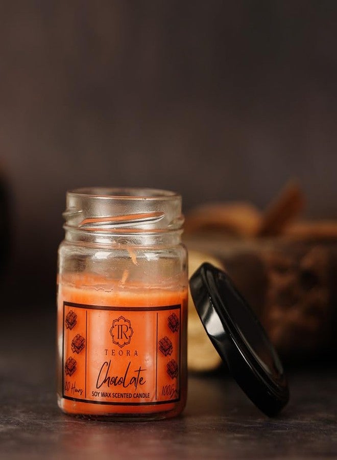 TEORA Salsa Jar Chocolate Scented Candle 100% Soy Wax Candle Burning Time-20-25 hrs for Home & Aromatherapy Smoke Free & Non Toxic - Image 1