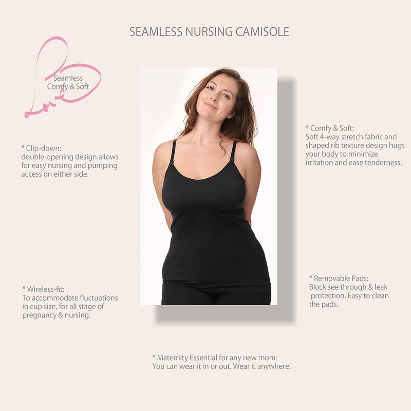 Under Control Nursing Cami Tank Tops for Breastfeeding Women Nursing Tops Maternity Shirts, Camisoles with Built in Bra 3Pack (US, Alpha, Large, Regular, Regular, Black/Black/Black) - Image 5