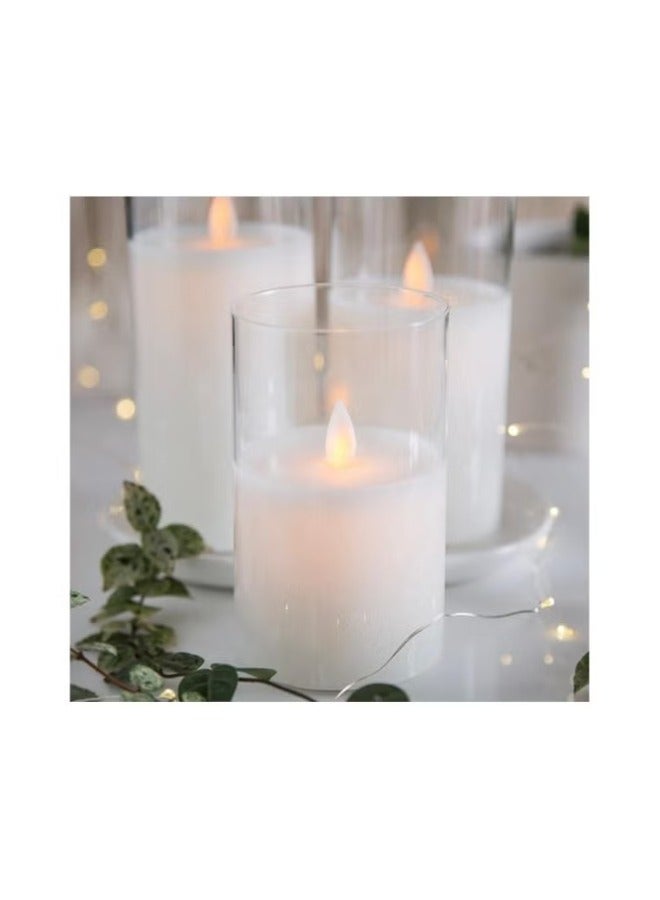 Flameless LED Candles with glass jar and soft glowing light set of 3 warm white batteries operated - Image 3