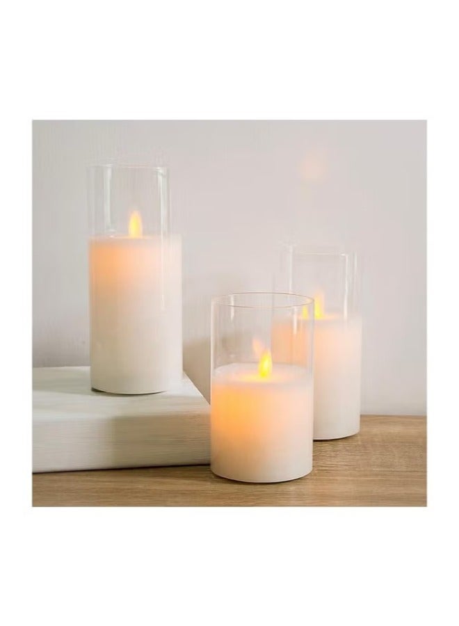 Flameless LED Candles with glass jar and soft glowing light set of 3 warm white batteries operated - Image 2