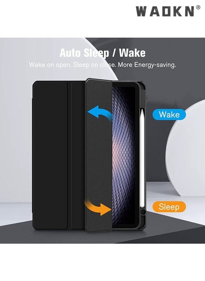 WAOKN - Protective Case Cover For Apple iPad Pro 11 inch (2022/2021/2020/2018) Generation with Pencil Holder, [Support Apple Pencil Charging and Touch ID], Clear Transparent Case with Auto Wake/Sleep,Black - Image 1