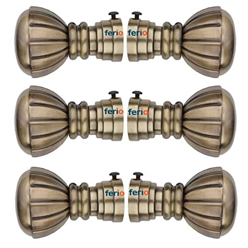 FERIO Brass Antique Aluminum Heavy Curtain Brackets for Door and Windows Bathroom Accessory Fitting for 1 Inch Rod Only Finials Home Décor (Pack of 6) - Image 1
