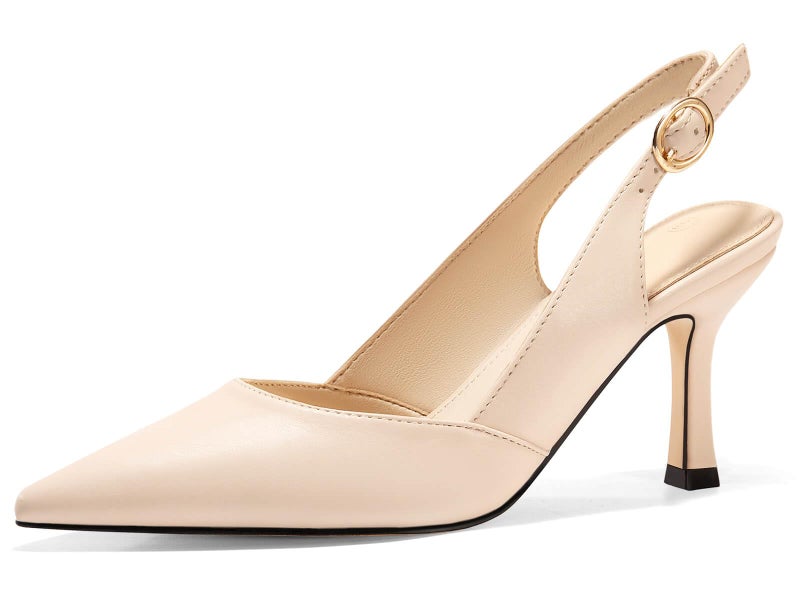 Rilista Womens Slingback Pumps Closed Pointed Toe Kitten Heel Sandals Wedding Evening Party Dress Shoes - Image 1