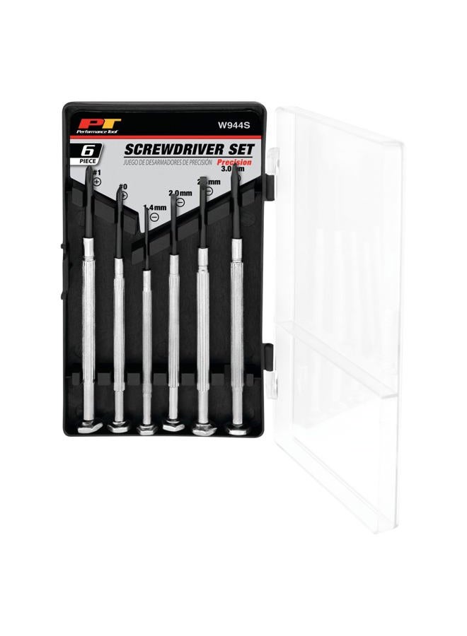 Performance Tool W944S 6-Piece Screwdriver Set with Hardened Steel Blades and Chrome Plated Handles in Convenient Carry Case - Image 1
