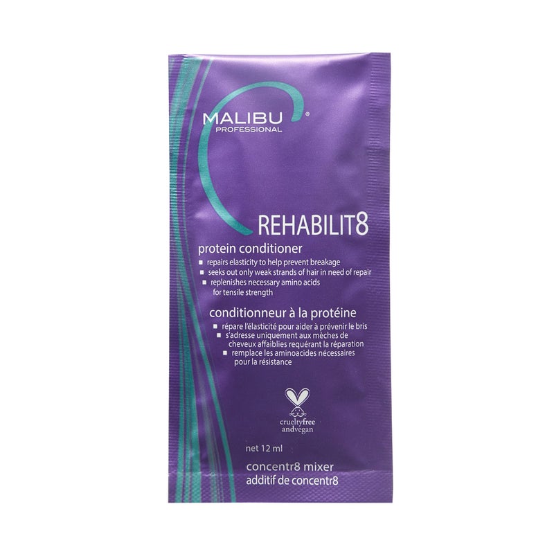 Malibu C REHABILIT8 Smoothing Protein Conditioner (1 Packet) - Replenishes Hair Protein & Amino Acids to Prevent Breakage - Hydrating Conditioner for Damaged Hair - Image 1