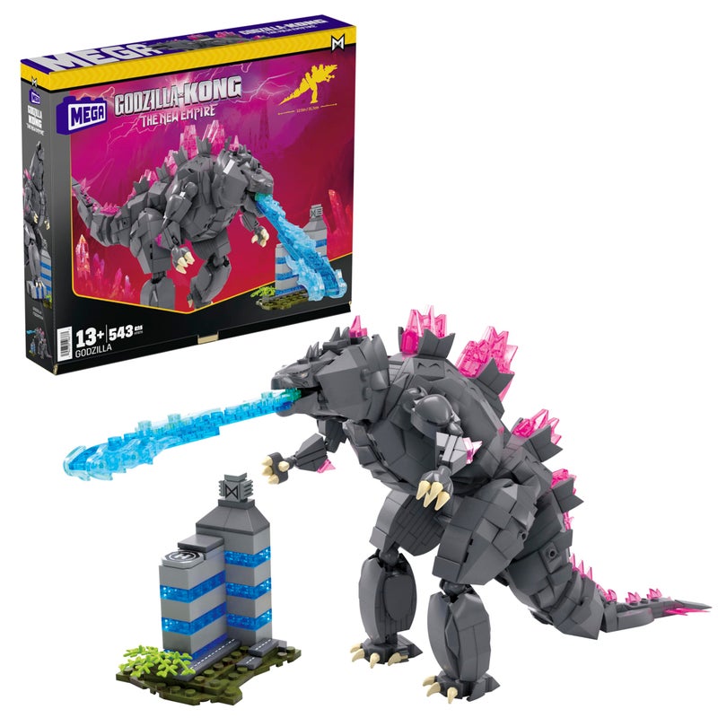 Mega Brands MEGA Godzilla x Kong The New Empire Building Set Action Figure Godzilla with 543 Pieces and Accessories 8 Inches Tall for Adult Collectors - Image 2