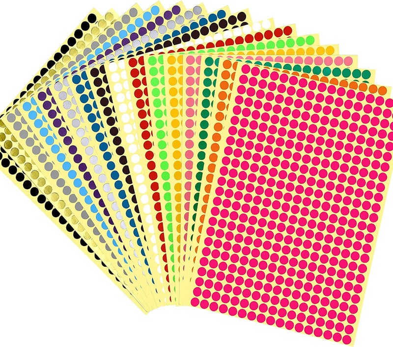JANYUN 6528 Pieces Colored Dot Stickers, 1/4" Small Color Labels Coding Circle Round Coding Dot Labels Stickers 20 Colors for Office, Classroom - Image 1