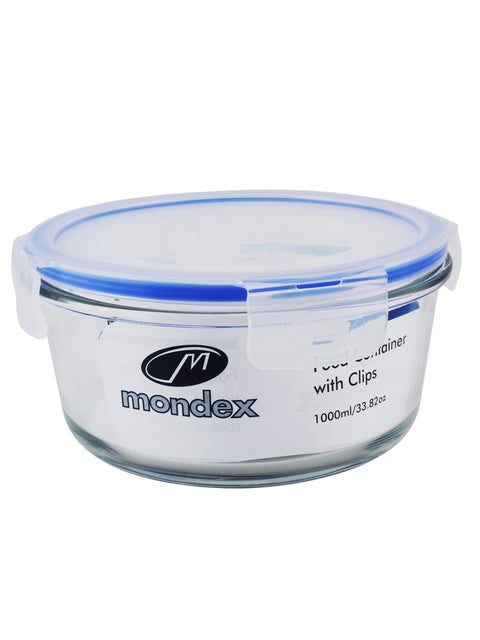 Mondex Round Glass Food Storage Container 1000ml